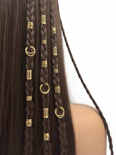 40PCS Gold Hair Cuffs Braids Jewelry Multi Style Braid Clips Loc Dreadlock Accessories Metal Hair Rings NonPiercing Ear Clips Hair Decoration For Girls