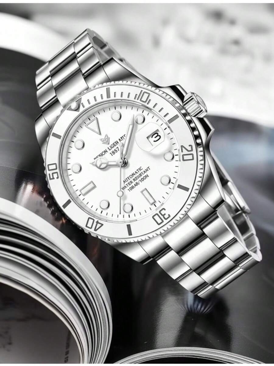 Men's Quartz Watch RLX Functional Steel Strap Water Resistant - 白色 - 查看 1
