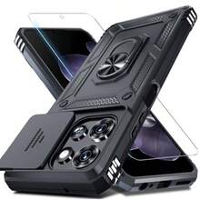 Janmitta For Moto G 2026/2025 Case With Slide Camera Lens Cover+Screen Protector+Finger Ring Holder Kickstand Heavy Duty Shockproof Full Body Protective Phone Cover In Black - 黑色 - 查看 7