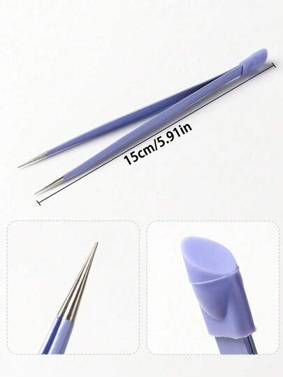 1pc Double-Ended Thick Multi-Color Nail Tweezers, Pressure Stickers, Cartoon Drill Clips, Handmade DIY Tools With Silicone Stainless Steel Tweezers, Dual-Use Nail Tweezers, Nail Tweezers, Essential For School, Seasons, Travel, Holiday Gifts