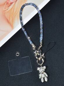 1 Set Luxury Niche Design Phone Anti-Lost Handheld Wrist Strap, Fully Studded Crystal Short Chain, Exquisite Personalized Rhinestone Bear Pendant, Fashionable High-End Bag/Phone Case Chain, Key Chain Decoration For Women Compatible With Android And Most Smartphone,Gifts For Mother, Family, Friends, Birthday, Holiday Phone Chain - Multicolor - View 24