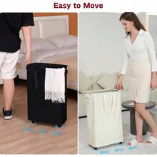 Slim Laundry Hamper With Wheels, Rolling Laundry Basket For Clothes, Small Laundry Basket For Bedroom, Dorm And Laundry Room, 60L (12.7 Gallons) Beige - Màu be - Xem 5