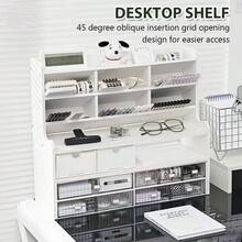 Boîte de rangement et d'affichage de bureau - Blanc - Voir 3