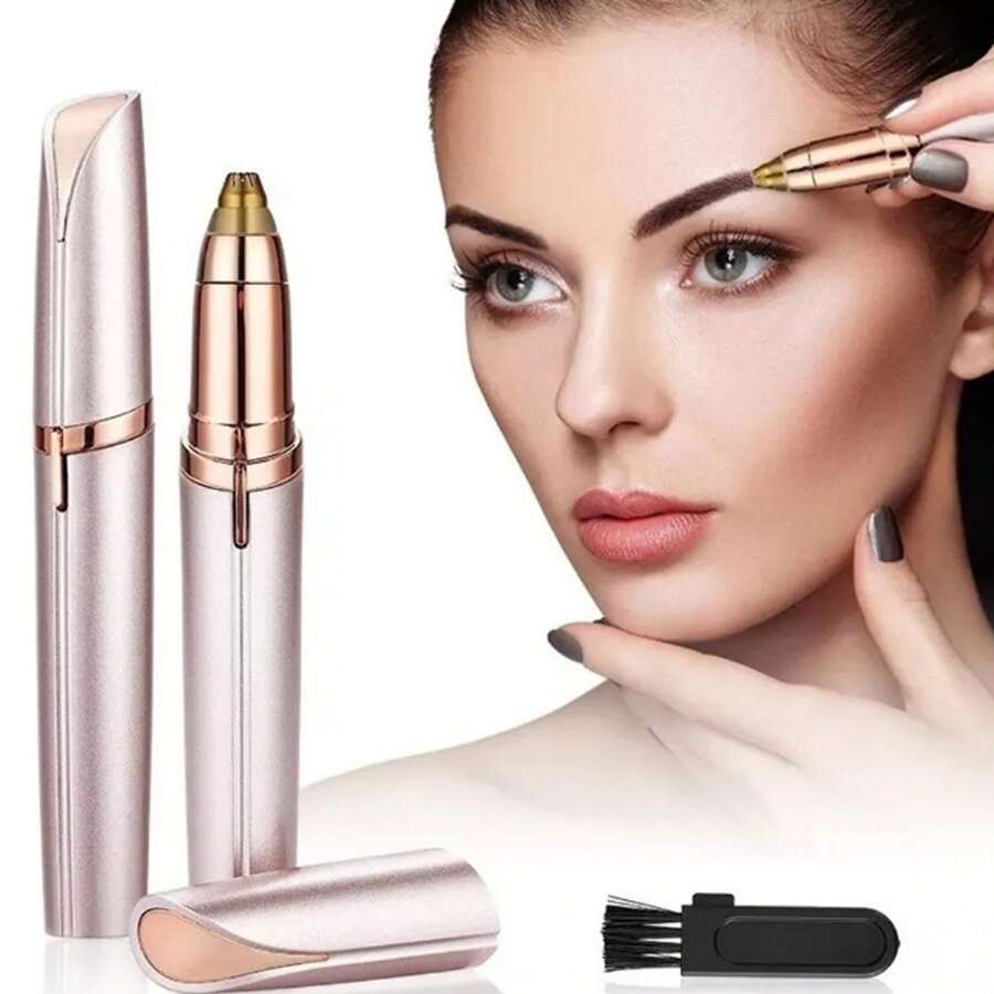 Mujer Sin Dolor recortador de cejas eléctrico, Depiladora Eléctrica Facial, Recargable, oro rosa - Ver 1