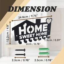 Black Key Holder For Wall Key Hooks Wall Mounted With 7 Hooks Key Rack For Wall Mounted Key Holder Hallway Office Entryway Home Sweet Home Fvv - Black - View 6