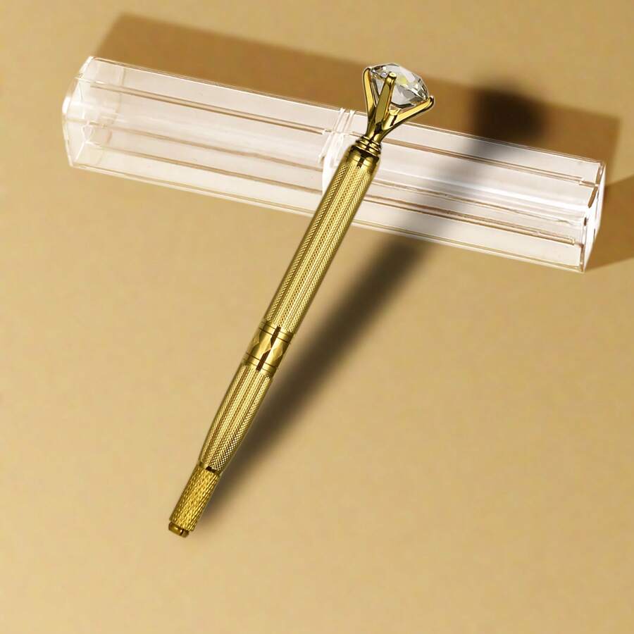 1pc Gold Eyebrow & Lip Makeup Manual Tattoo Pen, Microblading Tebori Shading Pen - Gold - View 1