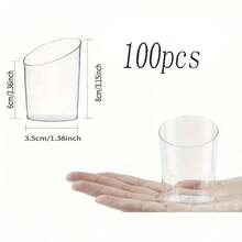 10/20/30/40/50/60/100/500pcs Round Slanted Mini Dessert Cups, Ice Cream Cups - Reusable Slanted Round Cups, Suitable For Chocolate, Mousse, Pudding And Appetizers - Perfect For Parties And Events, Dessert Cups - Clear - View 13