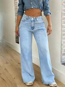 Quần jeans ống đứng dáng thường ngày cho nữ, kiểu dáng wash. - Rửa nhẹ - Xem 2