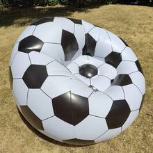 1pc Inflatable Soccer Ball Bean Bag Sofa World Cup Season Essentials! Creative Soccer Ball Sofa, Perfect For Game Day Viewing- Portable Air-Filled PVC Lazy Bed/Lounger With Soccer Ball Design, No Assembly, Lightweight For Camping, Beach, /Outdoor Use - & Inflatable Furniture (Multicolor) - Multicolor - View 6