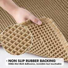 1Pc Waffle Bathroom Rugs, Boho Bath Rugs Non Slip Washable, Super Absorbent Bath Mats, Ultra Soft Rubber Backed Shower Mats For Bathroom Floor, Tub And Shower - màu nâu - Xem 4