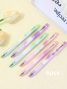 6支装可擦凝胶笔 - 0.5mm蓝色墨水，可按压式，美观的粉彩色塑料圆珠笔，可擦性好，天蓝色按压式中性笔，易于擦除，不留痕迹，适合办公室和学校使用 - 可擦筆 - 查看 9