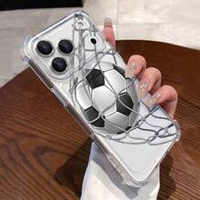 1 Stück neuer Fußball transparenter Luftpolster Sturzsicherer/Verstärkter transparenter TPU Schutzhülle kompatibel for  17/16/15/14/13/12/11/Plus/Pro/Pro Max/17 Air and Galaxy S26/S25/S24 Plus/S23/S22/S21 Ultra and Galaxy A series - Transparent-1 - Übersicht 2