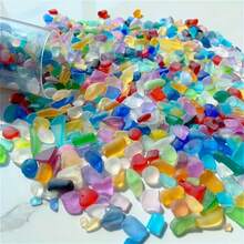 100g/200g/500g Assorted Frosted Sea Glass Chips, Colorful Ocean-Themed Decorative Material, Suitable For Vases, Jewelry Making And DIY Home Decor - Multicolor - View 6