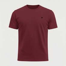 Voker Men's 100% Cotton Slim Fit Plain Basic Casual Everyday T-Shirt. Men's T-Shirt That Doesn't Shrink Or Fade. - 勃根地 - 查看 3