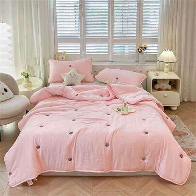 1件装冰淇淋刺绣轻薄凉被，透气夏季毯