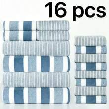 16-piece Set With Wide Stripes In Green