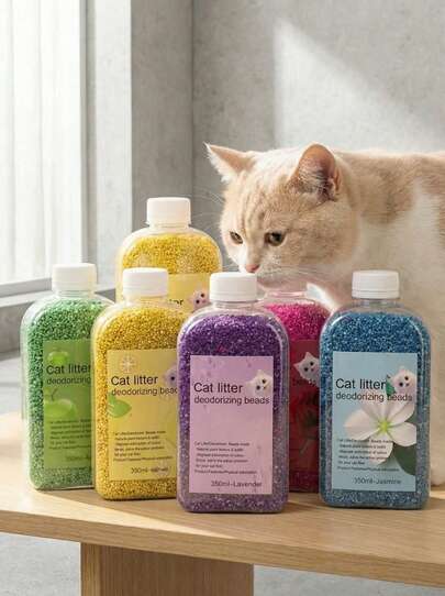 PETSIN 1瓶350毫升猫砂除臭珠 - 持久控制猫砂盆异味，除臭剂，猫咪用品，宠物除臭剂，也适用于其他小型动物（多种香味可选）