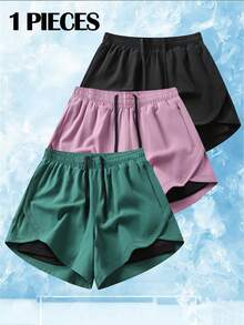 2-In-1 Women Shorts, Summer Sports Casual Running Shorts With Anti-Chafing Lining - Green - View 1