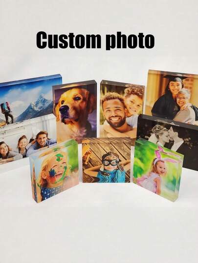 Customized Acrylic Photo Blocks | Modern 2D Flat Design, Suitable For Anniversary, Graduation, Home Decor, Fit For Couples, Family, Pets Or Various Patterns