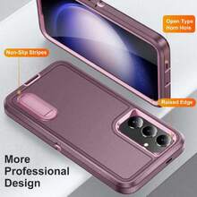 Case For Samsung Galaxy S25 Plus And S24 Plus S25+ S24+ Capa Case - Built-In Stand With Two Screen Protectors - Pink, 41813070 - 淺灰紫 - 查看 2