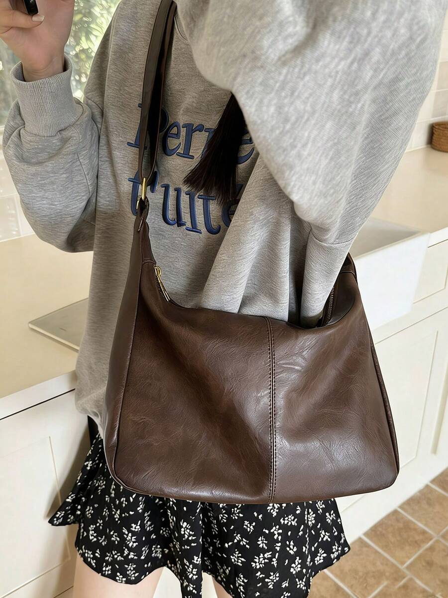 Vintage Crossbody Bag, New Korean Fashion Handbag, Large Capacity Shoulder Bag, Essential For Back To School, Ideal Teacher's Day Gift, Customizable Letter Pattern, Reusable, Teacher's Bag, Ideal Gift For Educators, Bridesmaid Gift For Mom, Vintage Style Bag, Vintage Style Women's Bag, Street-Style Japanese Women's Bag, New Fashion Large Capacity Women's Bag, Teacher's Day Gift , Office , Valentines Gifts