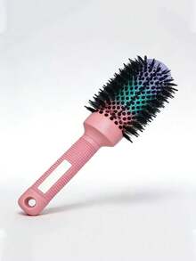 1pc Gradient Color Hair Roller Brush - Pink Handle Cylindrical Curling Comb, Eye-Catching Gradient Color Design, Non-Slip Handle For Easy Grip, 4 Sizes To Suit Different Curling Styling Needs, Essential For Hairstyling - Multicolor - View 10