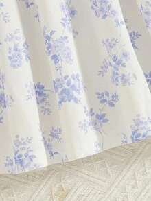 Summer Sweet Girls' Dress, Collar Lantern Sleeve Design, Floral Print Pattern, Bow Decor, Casual Fashionable Cute Girls' Dress, Suitable For Party, Dance, Daily Wear, Gift - Mauve Purple - View 6
