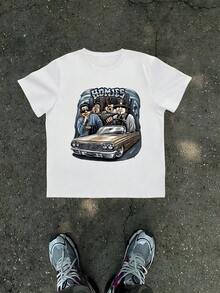 1Pcs Homies Car Print Men's T Shirt Gangster Theme 100% Cotton TShirt Men's Summer Streetwear Tee Gift For Men - 白色 - 查看 8