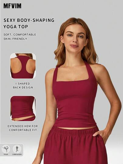  MFVIM Women's Sleeveless Sports Tank Top, Fashionable Criss-Cross Back Design, Breathable & Comfortable Casual Sportswear, Slim Fit Shaping, Soft & Stretchy Fabric, Suitable For Outdoor Running, Cycling, Pilates, Yoga, Gym Workout, Versatile Sports Bra