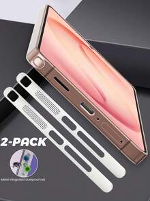 极简合金防尘塞 2 件装,金属防尘贴,适用于 Galaxy S24 Ultra/S26 Ultra/S26/S25/S26+,集成金属扬声器格栅,极简充电口防尘塞,金属防刮膜,春季礼品 - 銀色 - 查看 19