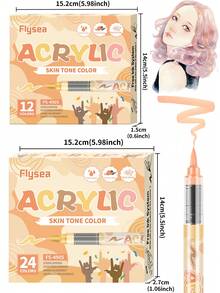 Bộ bút dạ acrylic 12/24/36/48 màu, tông da + 24/36 màu Macaron, dùng để vẽ tranh, tô màu, dụng cụ vẽ chuyên nghiệp, quà tặng ngày lễ Halloween, Giáng sinh, Phục sinh. - Bút đánh dấu acrylic lỏng trực tiếp - Xem 6