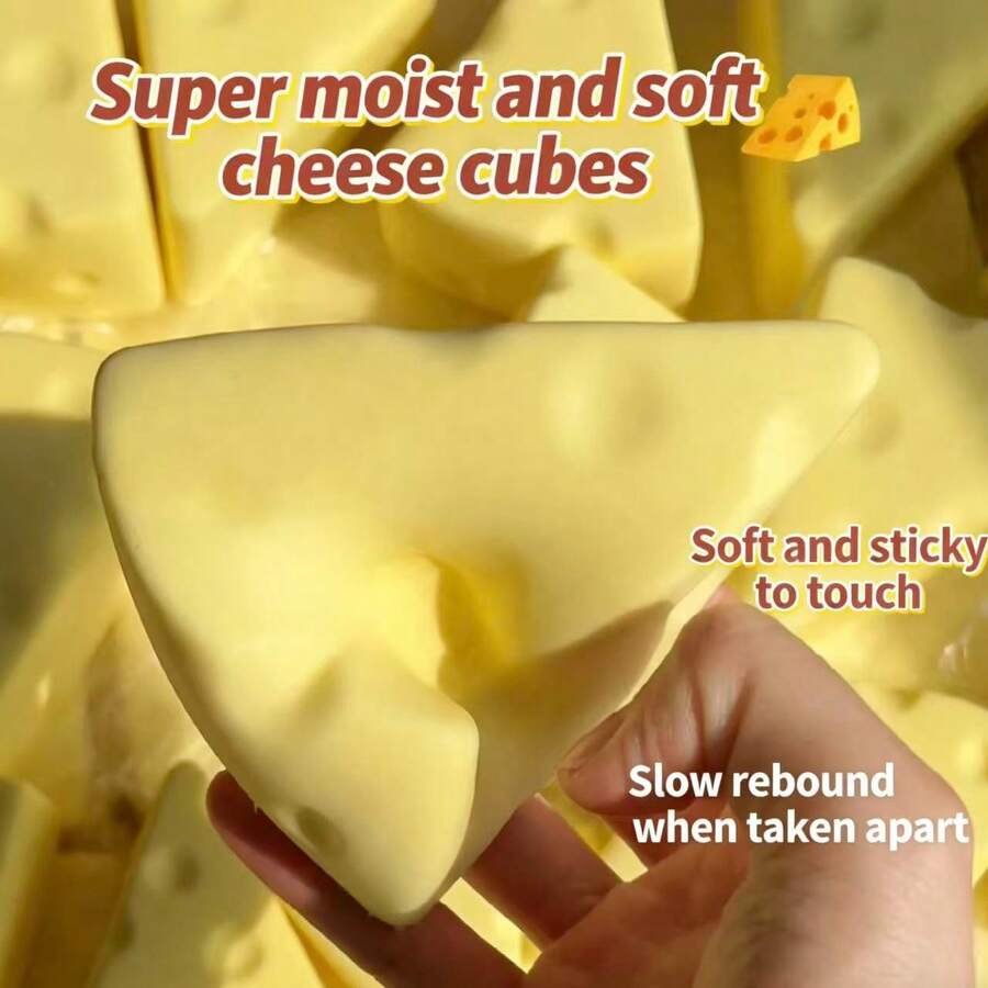 1个奶酪造型软萌玩具，潮流创意软捏减压玩具 - 彩色 - 查看 1