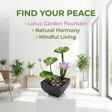 LUMIARTISAN Water Fountain Feng Shui Water Fountains Indoor Metal Waterfall Fountain 3-Tier Lotus Desk Fountain Zen Relaxation Ornaments With Natural River Rocks, LED Colorful Lights For Office Home Decor - hoa sen - Xem 2