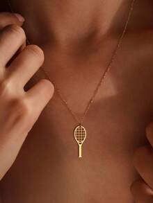 suteyi 18K Gold Plated Delicate Tennis Racket Necklace, Suitable For Tennis Lovers, Sports Jewelry, Daily Wear, Gift For Her - Multicolor - View 2