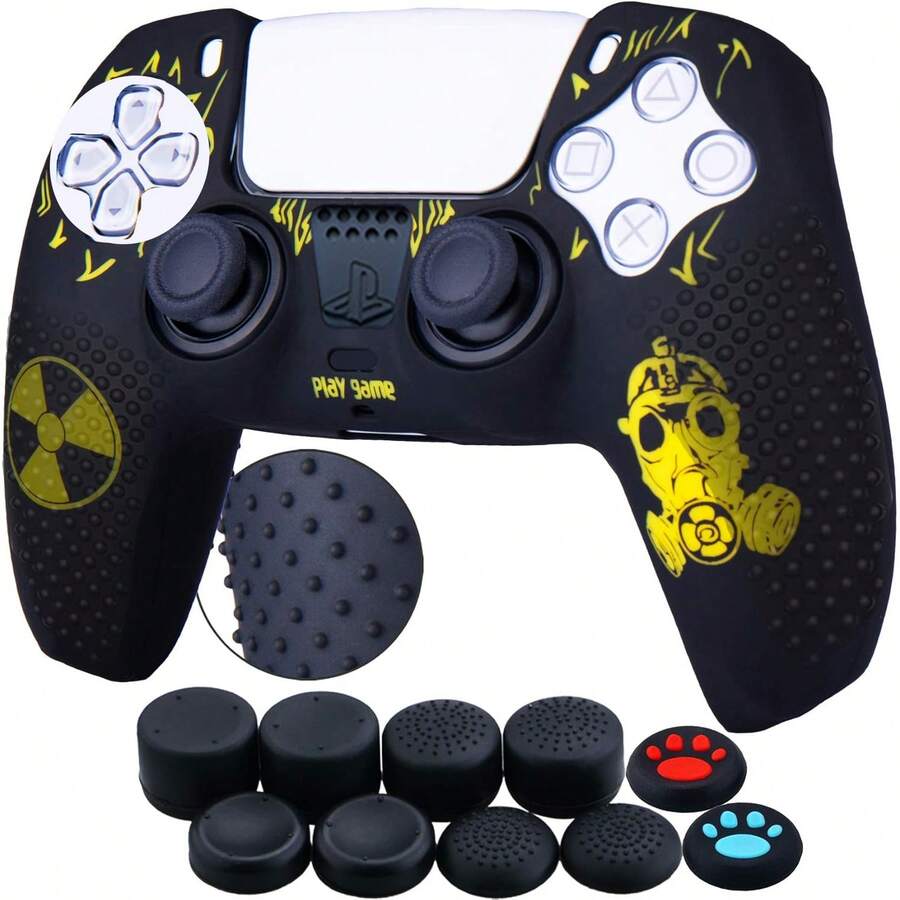 11pcs PlayStation5 Controller Protection Kit, Silicone Case & 10pcs Joystick Caps - View 1