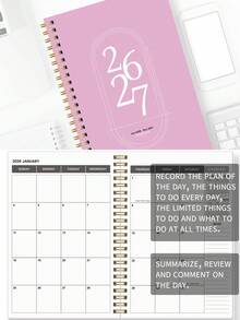 BUBU 1本 2026-2028 週計畫與月計畫螺旋裝訂筆記本，學術約會簿日程日誌，提升生產力，適用於居家、學校與工作使用，A5尺寸，返校用品、辦公用品、學校用品，教師禮物、男士禮物 - 粉色 - 查看 5