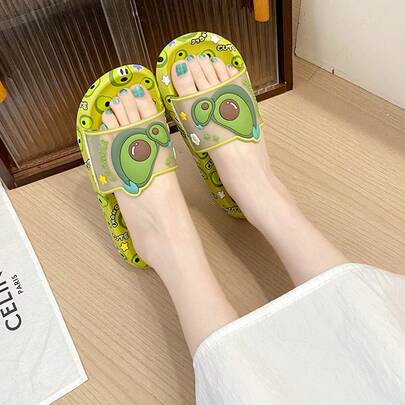 New Arrival Cartoon Cute Fruit Design PVC Soft Bottom Non-Slip Durable Slippers, Suitable For Indoor And Outdoor, Soft And Comfortable, Versatile Couple Slippers