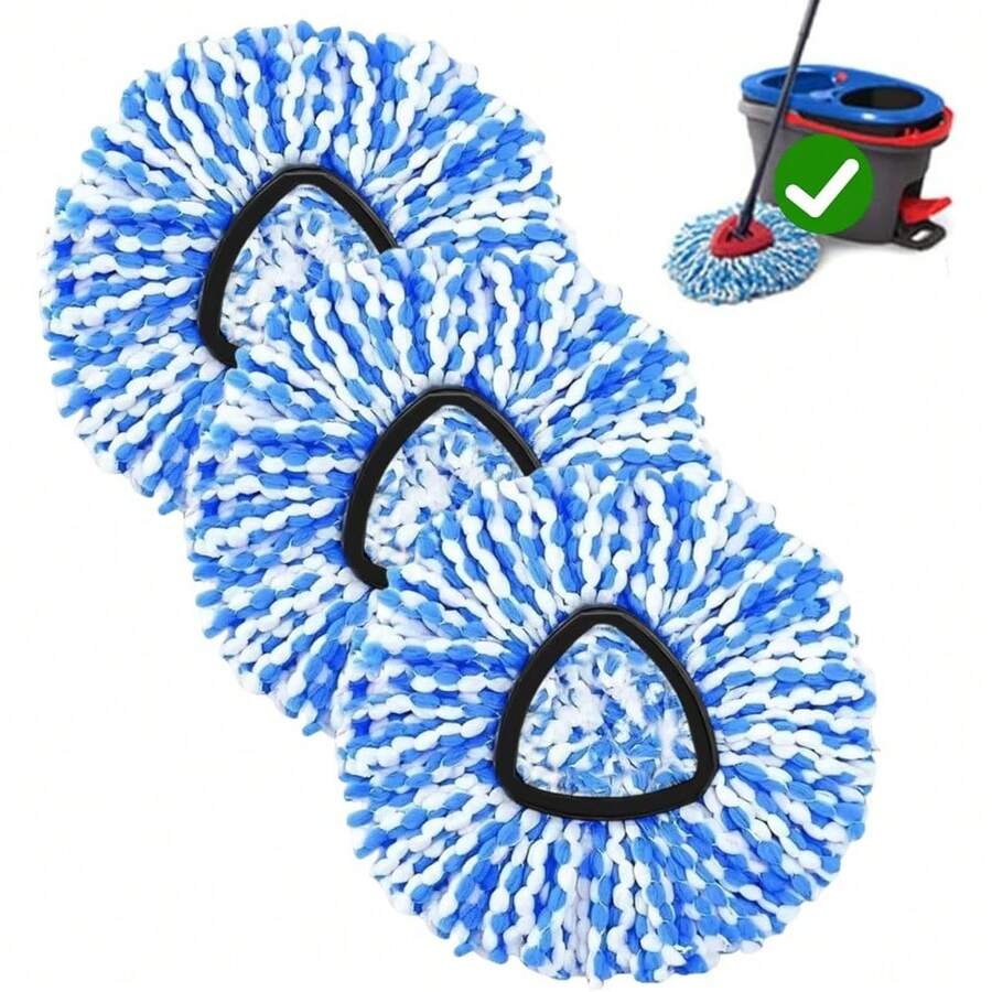 2 Pack Microfiber Spin Mop Replacement Head For 2 Tank System Deep Cleaning Machine Washable Easy Replace Refill For Home Floor Supplies - Blue - 查看 1