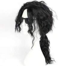 70s, 80s Rock Style Men's Wig - Cool And Handsome Curly Synthetic Fiber Wig, Fiber Material, Perfect For Cosplay, Party, Daily Wear And Halloween Events - Natural Black - View 11
