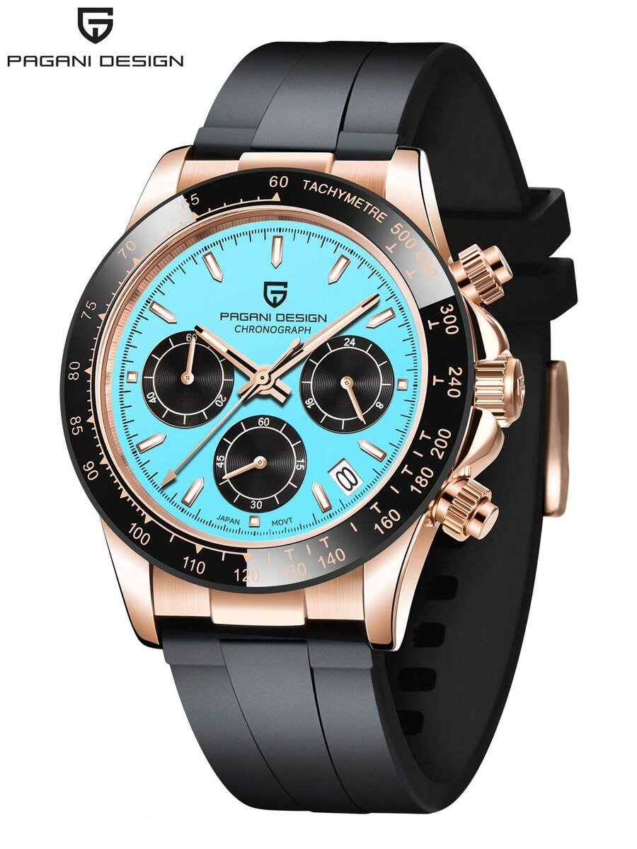 PAGANI DESIGN PAGANIDESIGN PD1664 Classic Chronograph Quartz Men Watch Stainless Steel Panda Dial Waterproof Ceramic Bezel Watch For Men