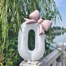 1个32英寸白色数字铝箔气球，适用于一周岁生日派对、周年纪念、节日、服装道具 - 白色 - 查看 22