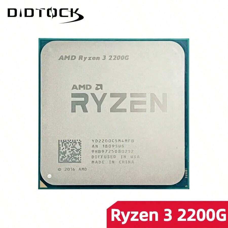 AMD Ryzen 3 2200G (PRO 2200G) R3 2200G 3.5GHz 四核四线程 CPU 处理器，14nm 工艺，L3 缓存 4M，AM4 插槽，无风扇，无原包装盒 - 查看 1