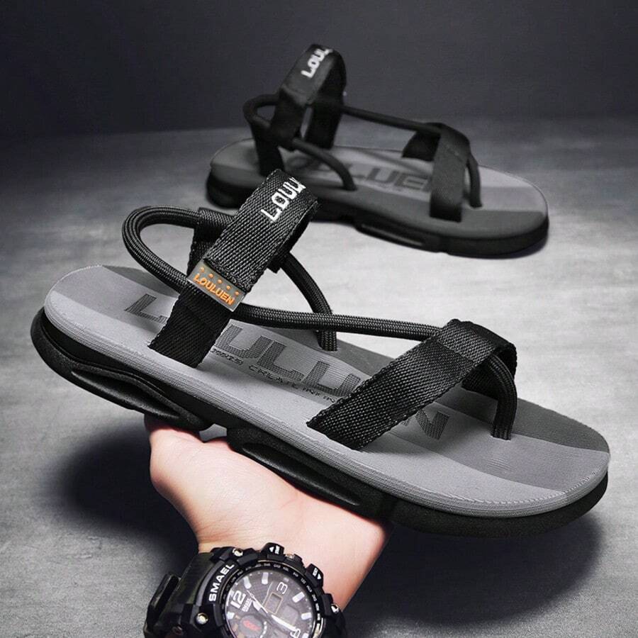Sandalias para Hombre con Suela Suave, Sandalias Versátiles para Exteriores, Sandalias Casuales Transpirables para Playa - Negro - Ver 1