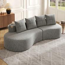 Sofas & Couches - 淺灰色 + 亞麻布 + 泡棉 + 四座 - 查看 2