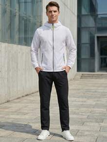 Men's Summer Lightweight Jacket With Reflective Zipper - Breathable Hooded Sun Protection Sportswear For Outdoor Activities - White - View 4