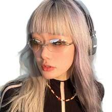 Y2K Frameless Metal Oval Mercury Retro American Style Millennium Hot Girl Glasses For Women - 銀框漸進白銀 - 查看 3