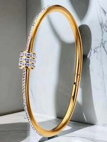 Bộ 4 chiếc vòng tay mạ vàng 18K đính đá Zirconia, không gây dị ứng, sang trọng, có thể xếp chồng lên nhau, quà tặng cho nữ, các cặp đôi, ngày Valentine, tình bạn. - Nhiều màu - Xem 11