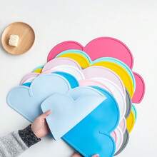 1 pièce Tapis de table en forme de nuage en silicone de 19 x 11 pouces avec bords surélevés, tapis antidérapant pour bols et assiettes, convient pour la cuisine et la décoration de la pièce - Multicolore - Voir 2