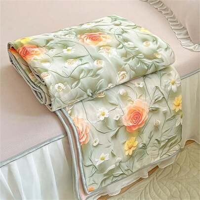 Soft And Comfortable 3D Printed Cooling Quilt, Suitable For Bedroom, Living Room And Office, Single And Double Bed Quilt For All Seasons, Plain And Simple Machine Washable Summer Quilt Insert, Suitable For Bedroom, Living Room And Office