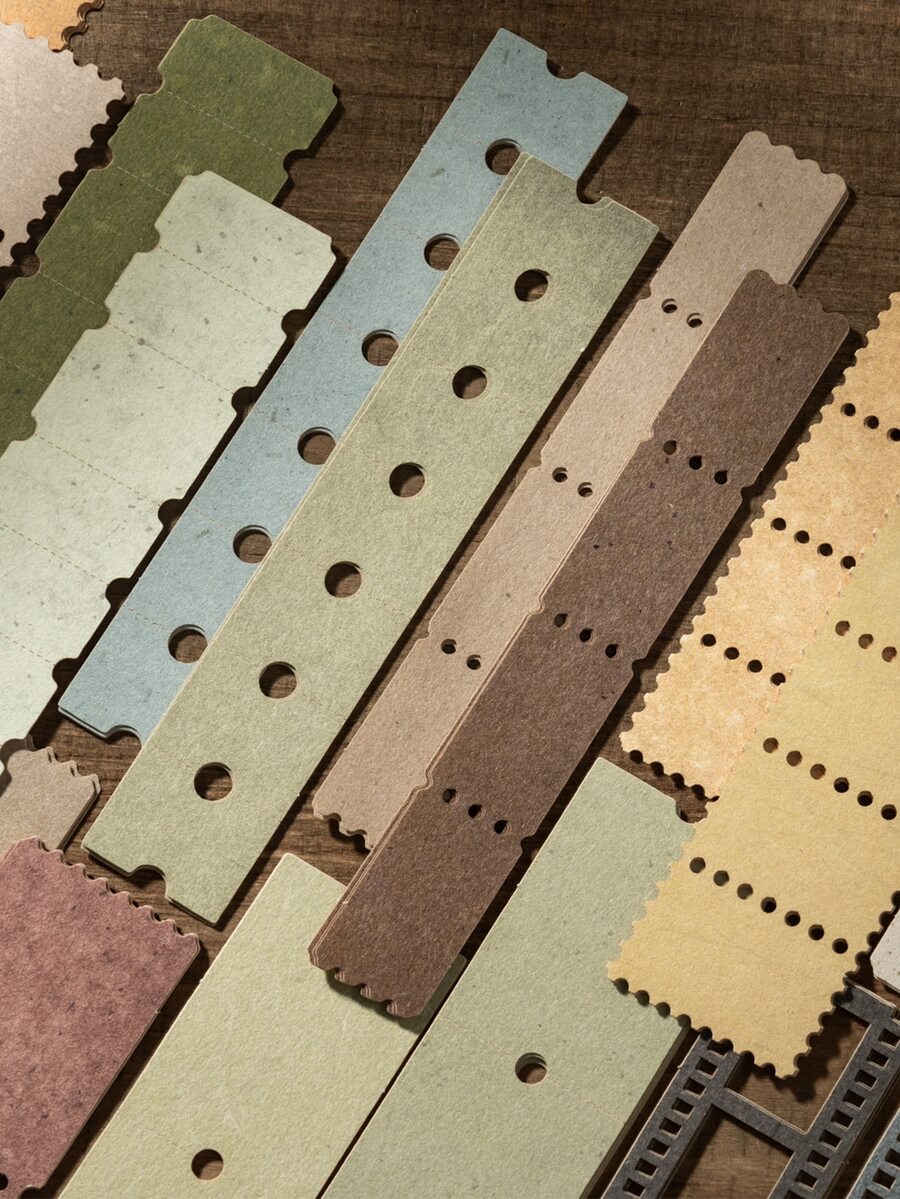 30 tờ/gói Giấy nhãn rỗng đa năng kiểu cổ điển, vật liệu làm sổ lưu niệm, văn phòng phẩm trang trí đa chức năng có thể viết được dùng cho sổ kế hoạch, nhật ký, tranh ghép. - Hàng cuống vé - Xem 1